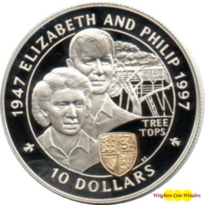 1997 Fiji Silver Proof $10 - Golden Wedding